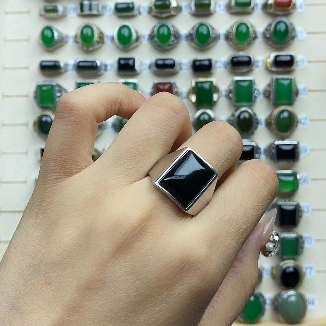 和田玉戒指银S925镶嵌轩**客