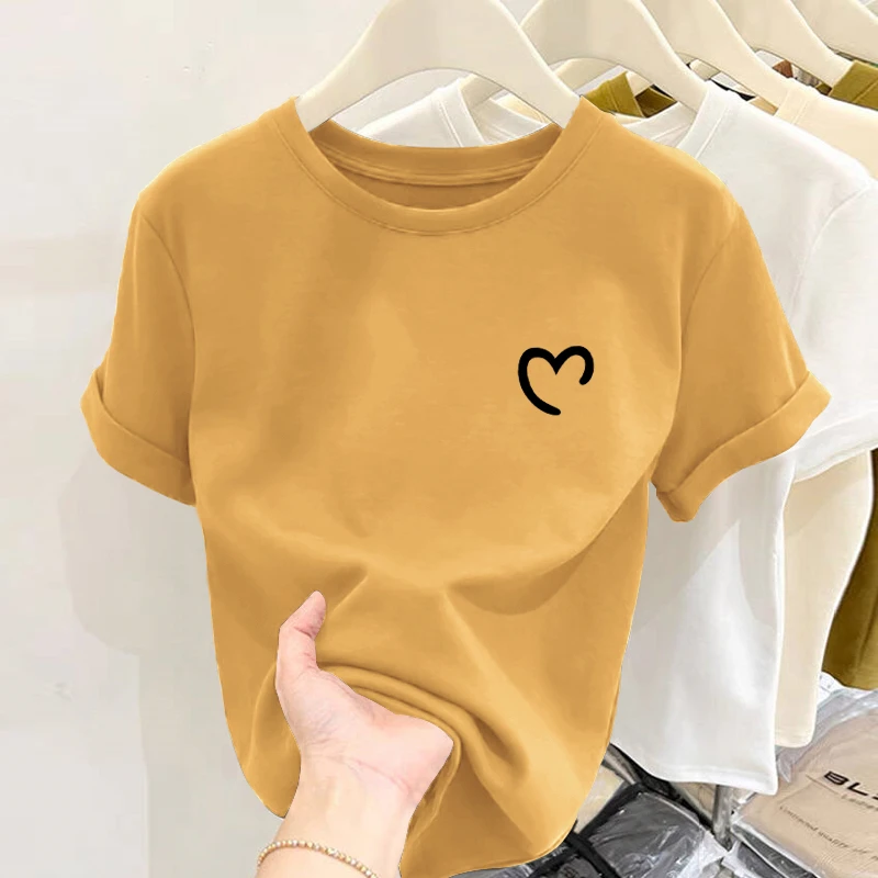 设计感小众正肩短袖t恤女2025新款流行时尚百搭洋气黄色上衣夏季