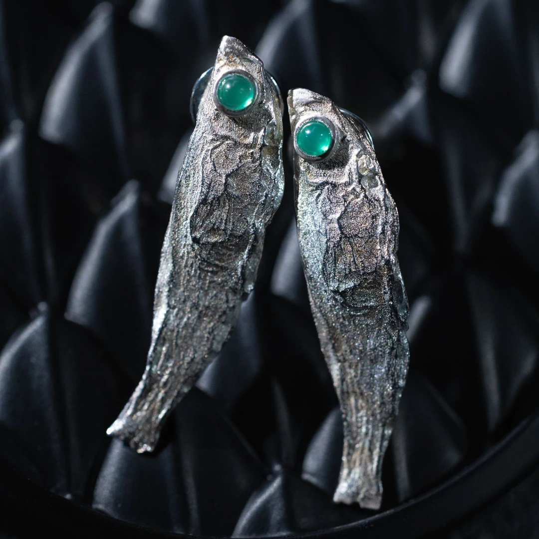 925银耳饰 咸鱼翻身银饰 潮流设计冷淡风耳钉 冷淡风气质ins耳钉