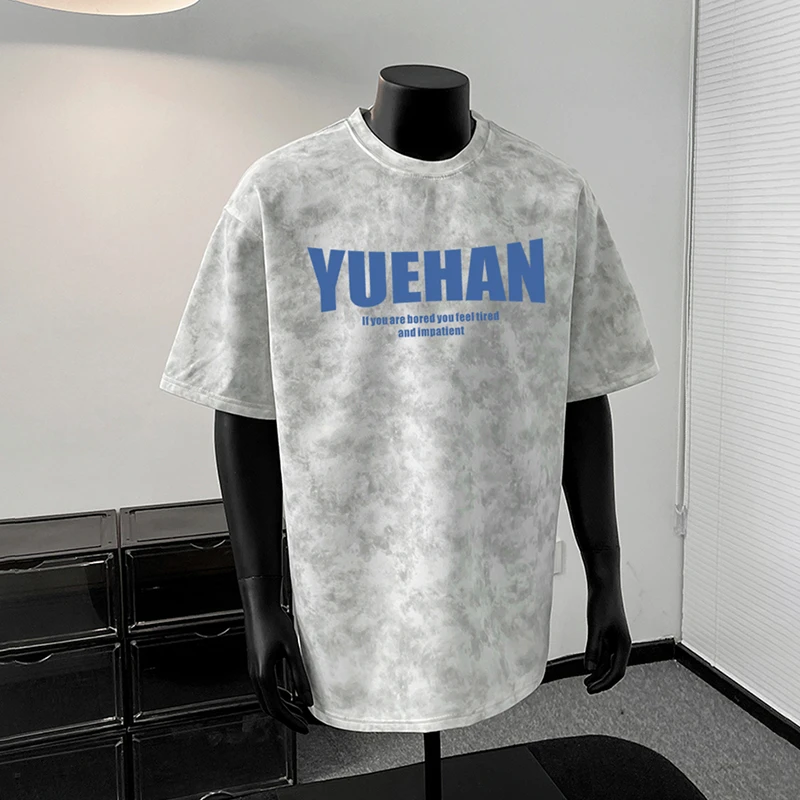 夏季短袖圆领肥佬短袖t恤美式小众韩版休闲半袖百搭大码宽松雪花