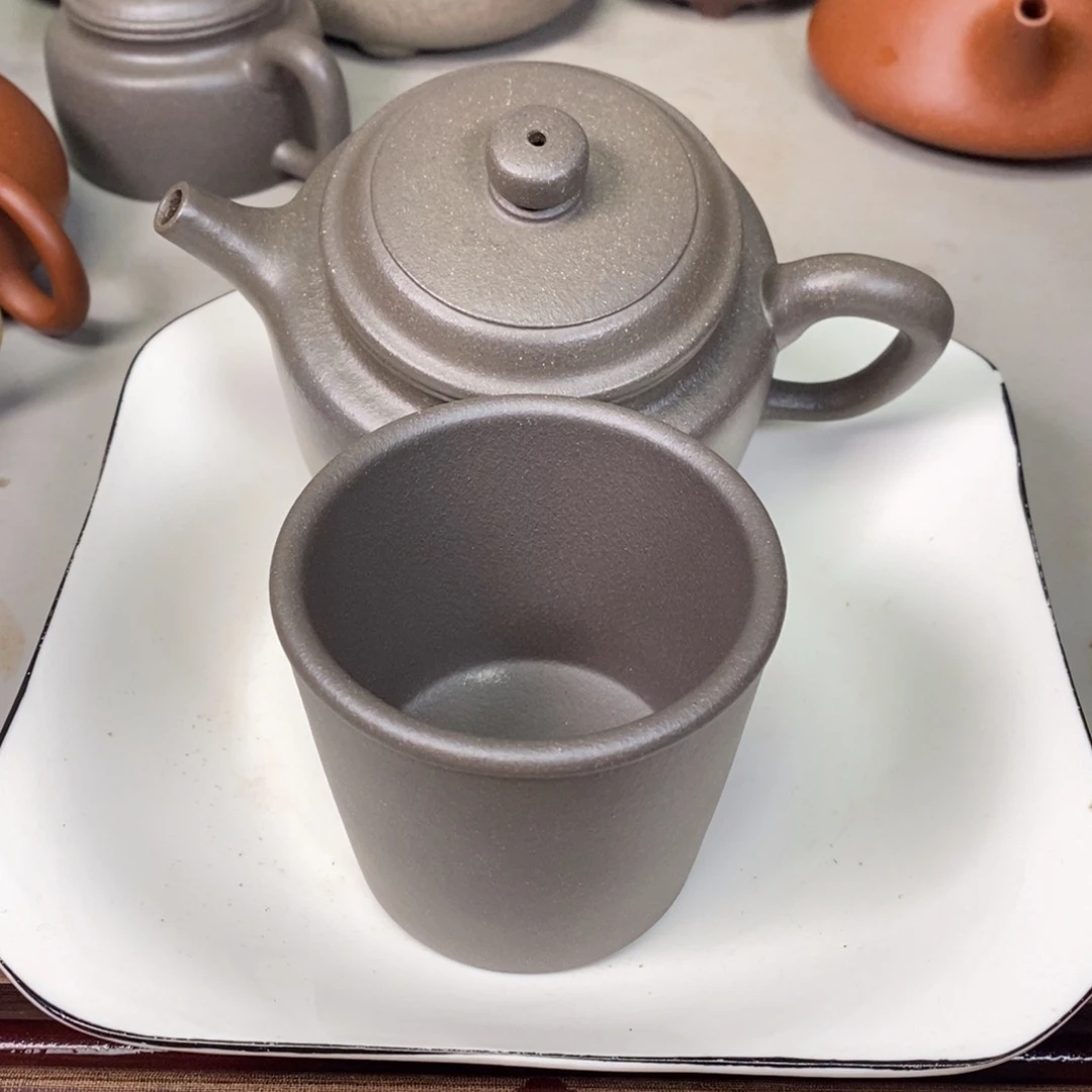 紫泥茶壶船**爸宜兴紫砂半手工