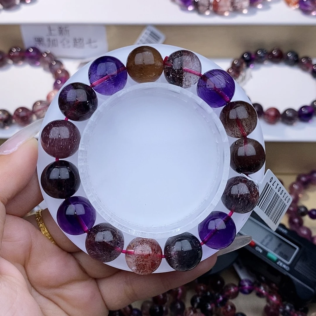 未镶嵌手链水晶黑加仑超七12+