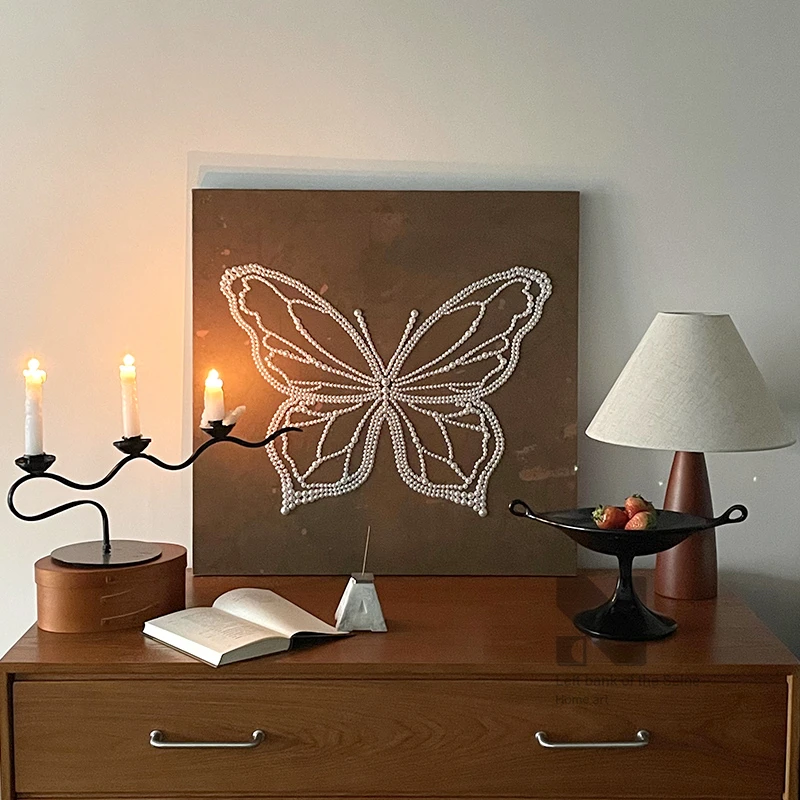 2025新款法式中古风蝴蝶卧室床头装饰画餐厅桌面摆画高级感挂画