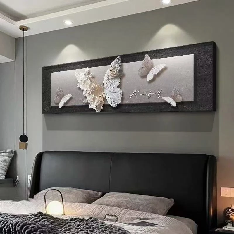 蝴蝶卧室床头装饰画高级感温馨氛围挂画主卧房间壁画客厅背景墙