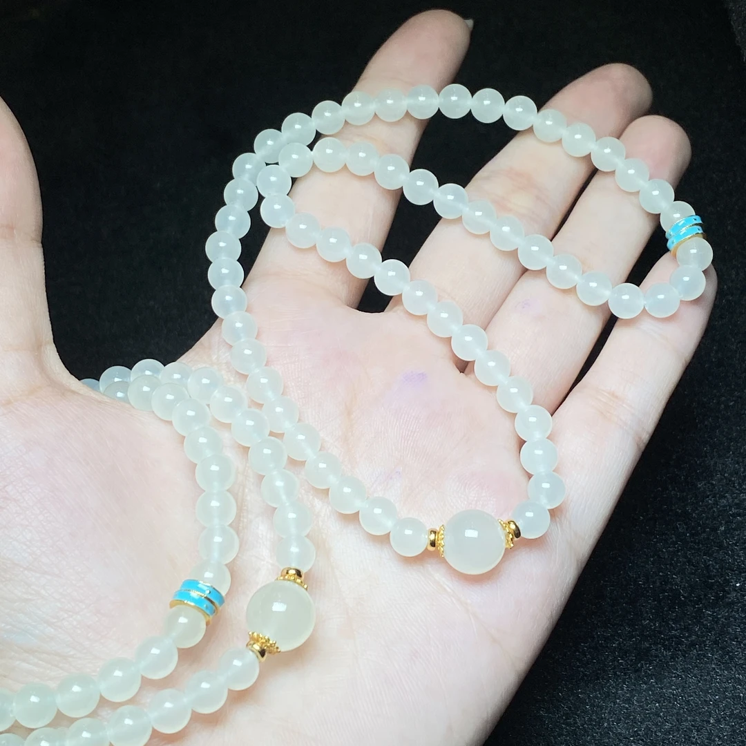 【小北珠宝】和田玉DIY双圈手串约5.5mm+【多样性发一件】23-WS05X378