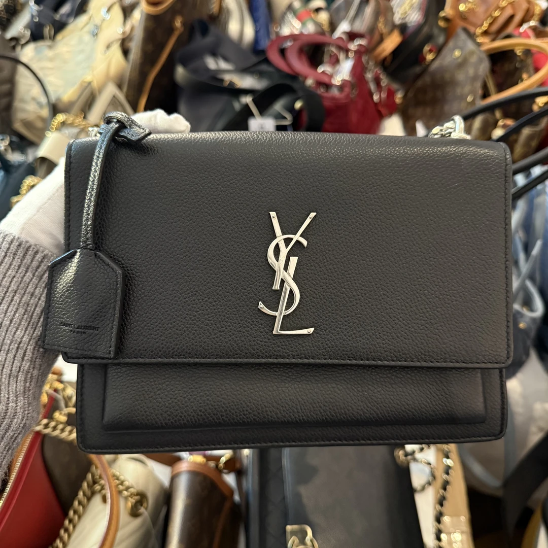 95新 YSL/圣罗兰 黑色日落链条包/美美在包展
