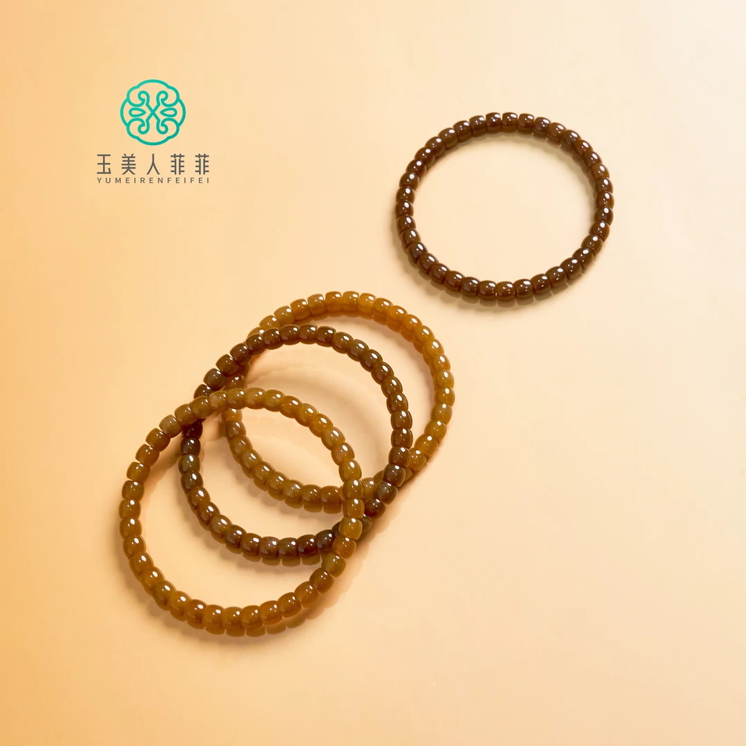 菲菲珠宝好@和田玉单圈糖料老型珠手串约6*7mm/多样性发一