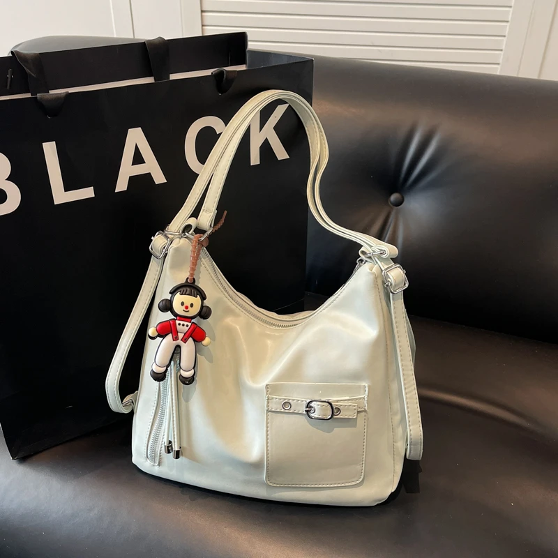 简约休闲软面大容量双肩包包女式2025新时尚单肩斜挎包上课通勤包