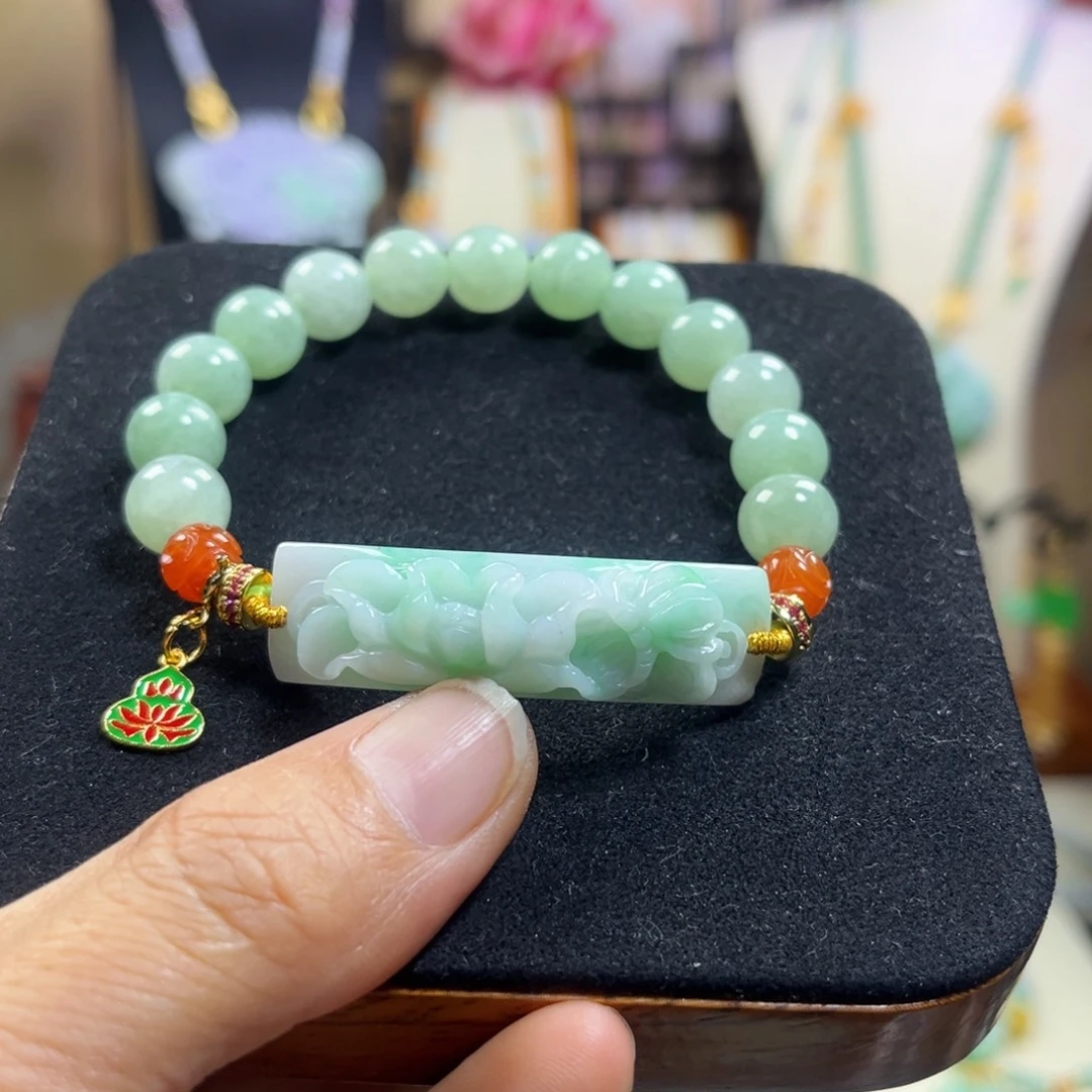 翡翠未镶嵌颈饰天然翡翠手链