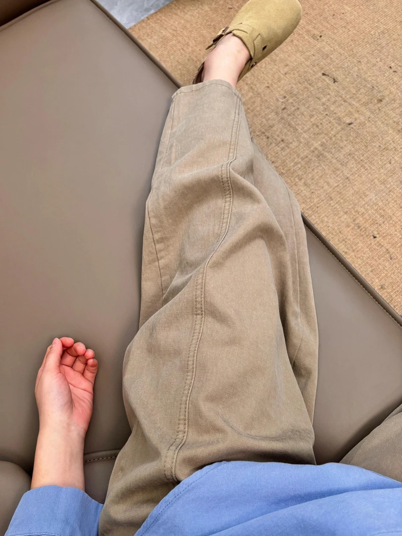 韩系简约休闲九分裤女夏季新款梨形身材遮跨显瘦设计感弯刀阔腿裤