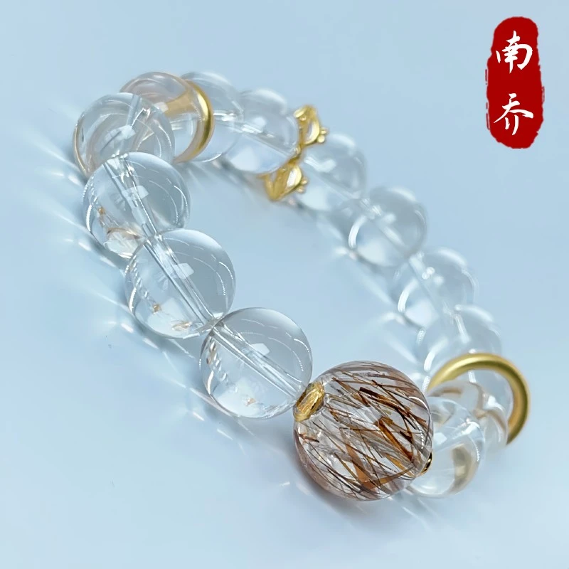 环佩*天然双A级净体白水晶 黑金超手串*多样性发其一