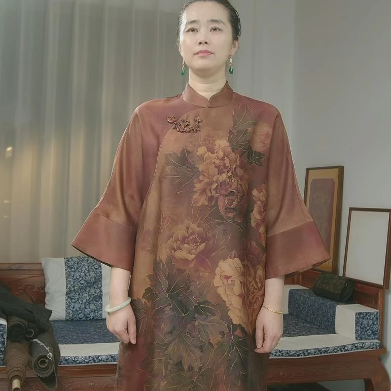 品叔&重工 · 桑蚕丝莨绸定位印花太太服