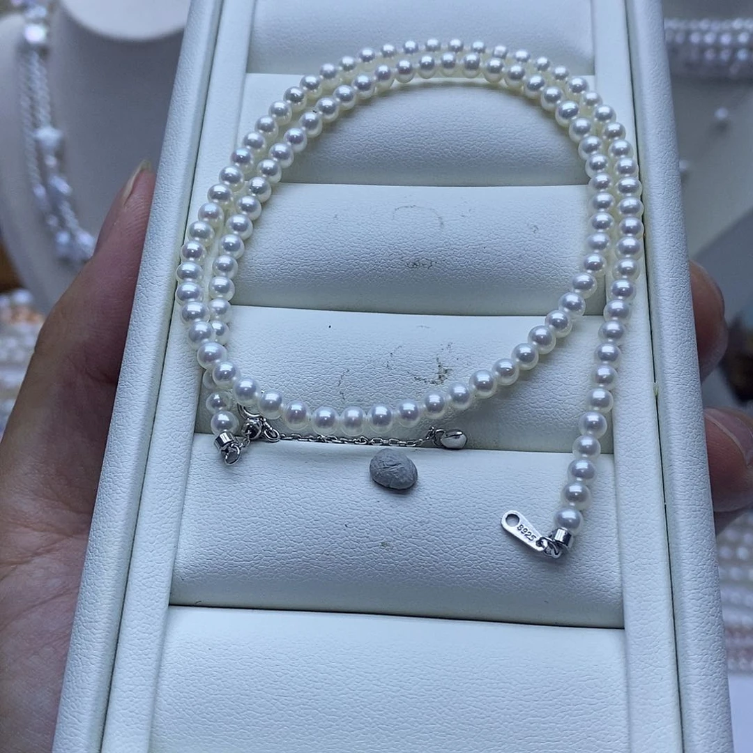 项链银S925镶嵌淡水珍珠