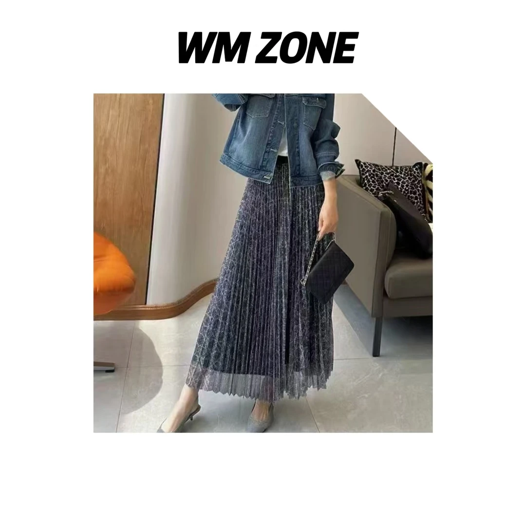 虎儿 3-2-3455 经典藤格纹百褶网纱半裙