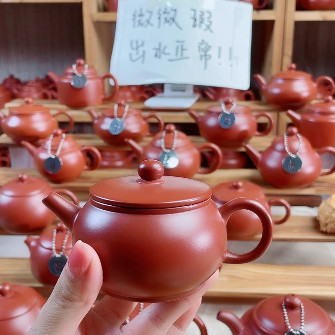 潮州朱泥壶古壶130毫升 壶边微瑕