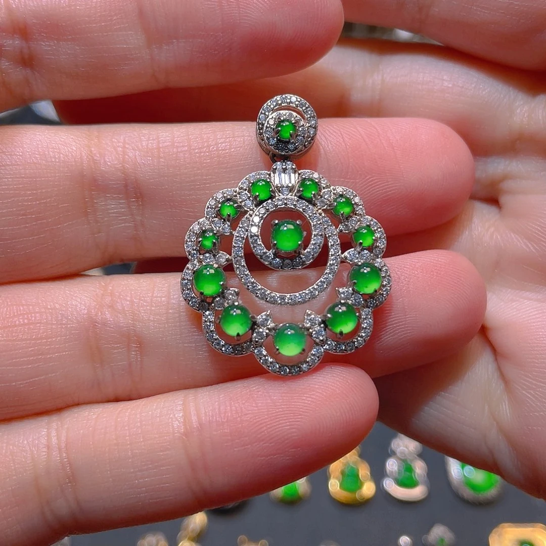 翡翠银S925镶嵌吊坠(不含链)