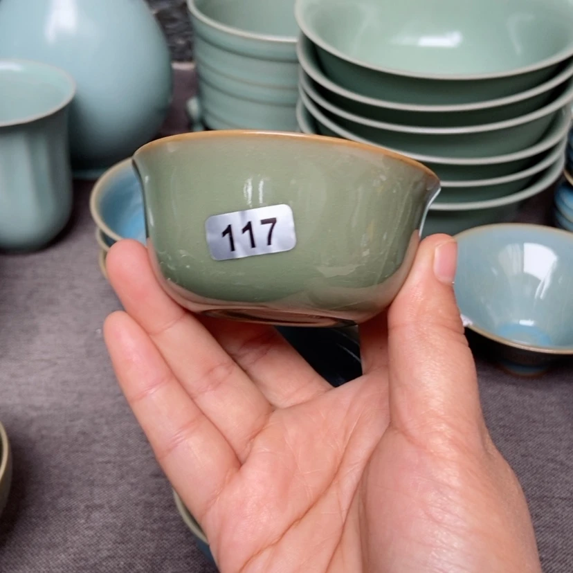 【闪购商品】鸡缸杯原矿青绿釉