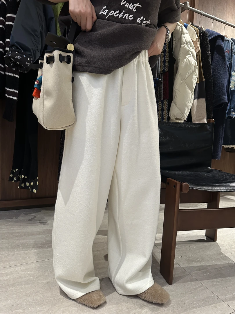 40羊毛全松紧腰加厚软糯直筒阔腿裤  J25KZ800