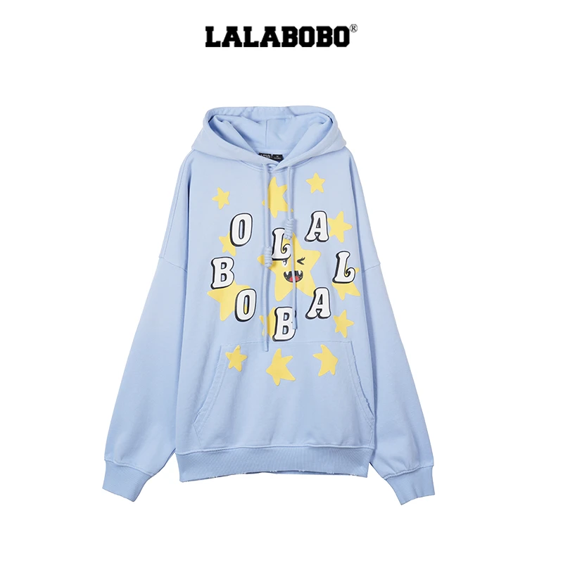 LAL025蛇年新款幸运星印花宽松连帽卫衣LBEA-WSTS17