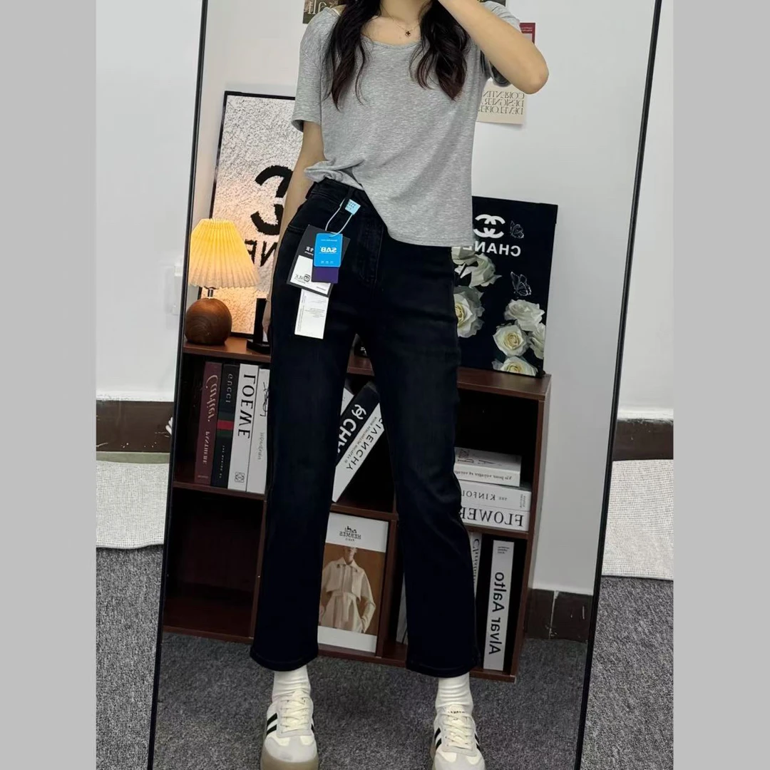 【断码特价】黑灰色 高弹 烟管裤高腰显瘦
