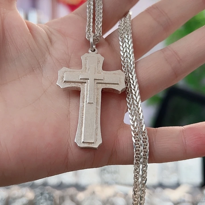 银足银项链十字架套装