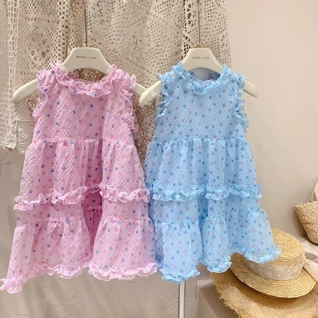 夏天可爱俏皮女宝波点连衣裙A813