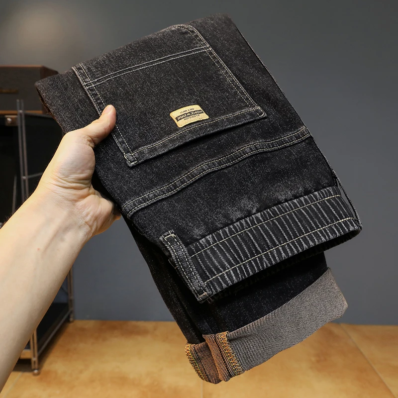 牛仔裤男款爆款2025新款秋季百搭松紧腰抽绳休闲修身直筒牛仔长裤