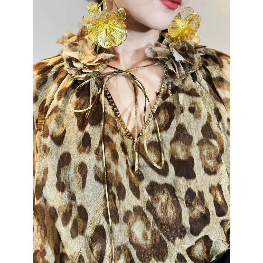 重工钉珠豹纹系列贵妇都市风显瘦气质上衣24