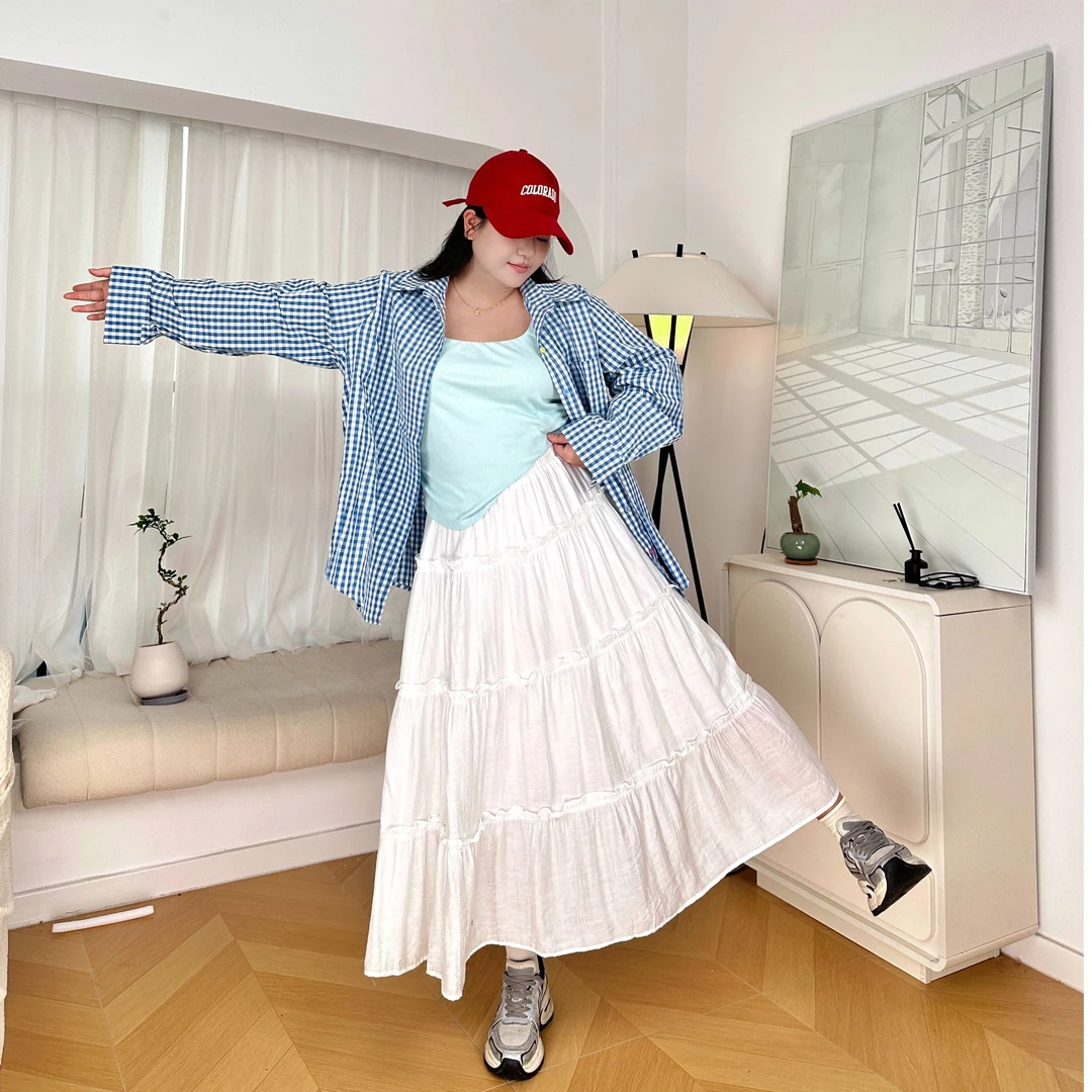 《小方姐姐》2025春夏新款大码女装格纹长袖防晒衬衫外套3151