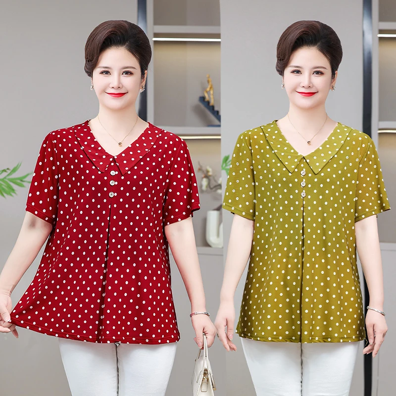 250斤大码妈妈夏季薄款大码时尚打底衫遮肚子时尚中老年复古女装