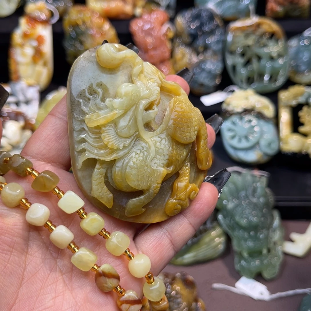 蛇纹石玉未镶嵌吊坠(赠链)