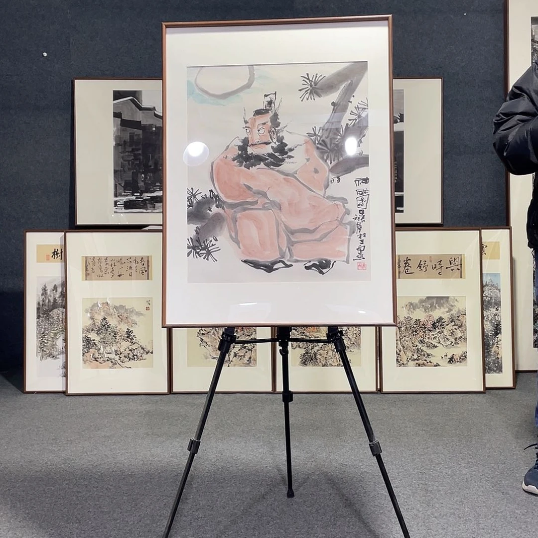 国画手绘画作品带框发