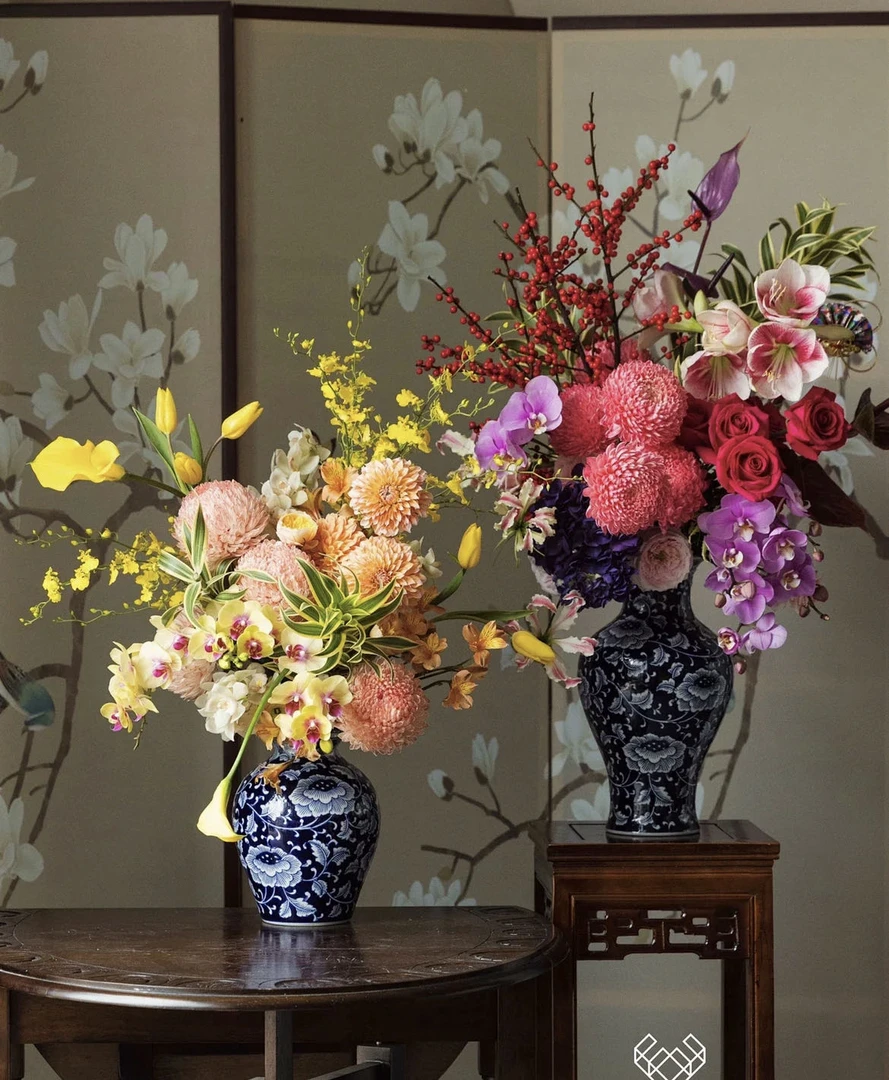 【小阿阮】手绘陶瓷花瓶【紫藤】青花瓷软装艺术客厅餐桌书房