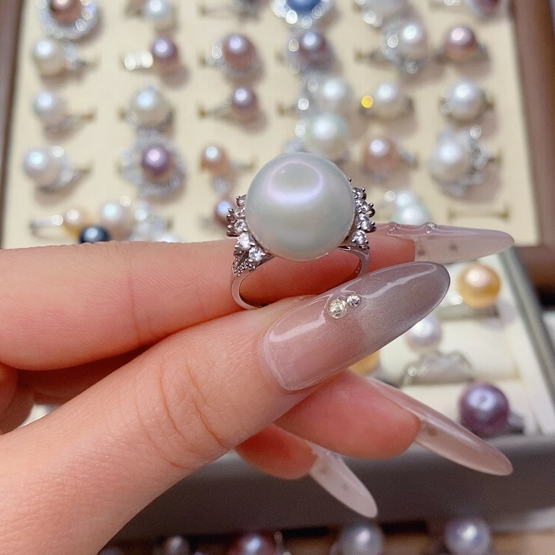 银S925镶嵌淡水珍珠戒指13➕