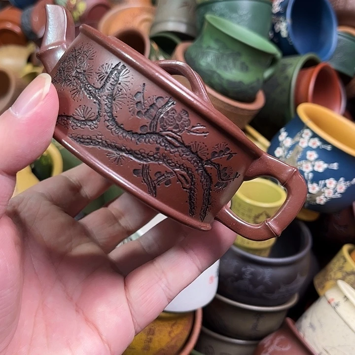 紫砂茶杯安*、全手工紫砂主人杯