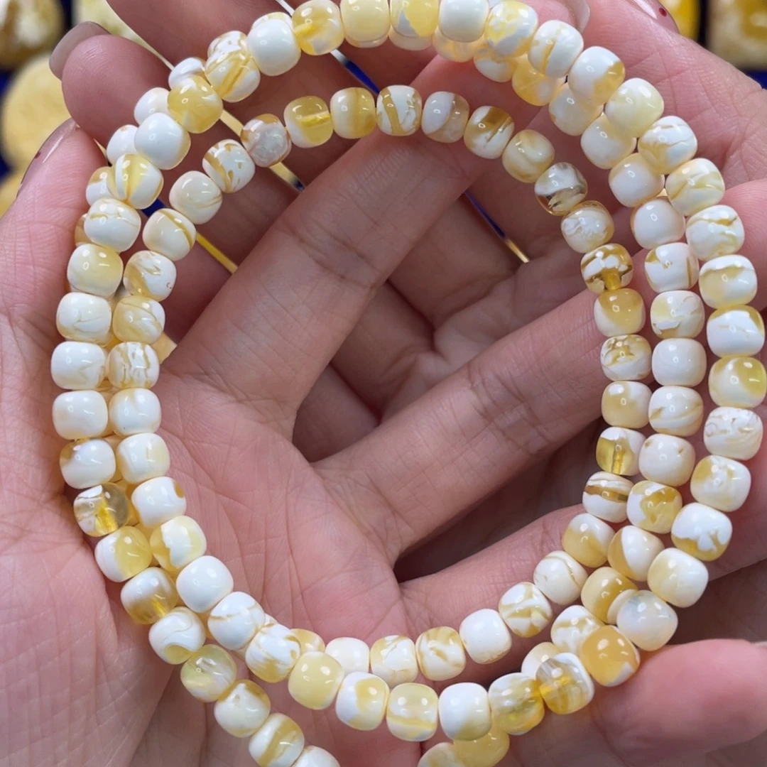 裸石蜜蜡未镶嵌琥珀蜜蜡108卡6mm