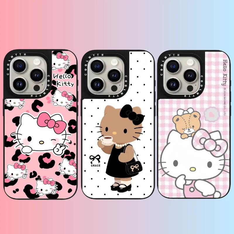 【镜面磁吸粉凯蒂猫】适用于苹果17/iPhone16ProMax防摔创意手机壳
