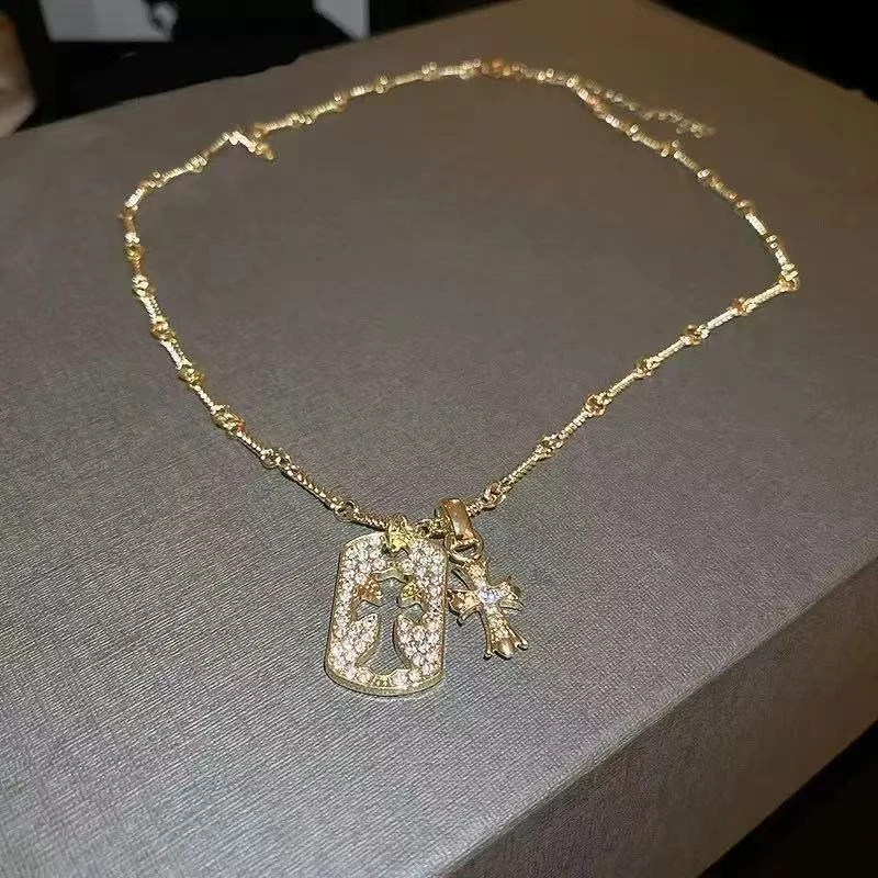 合金项链 18k XL043十字架高级轻奢项链
