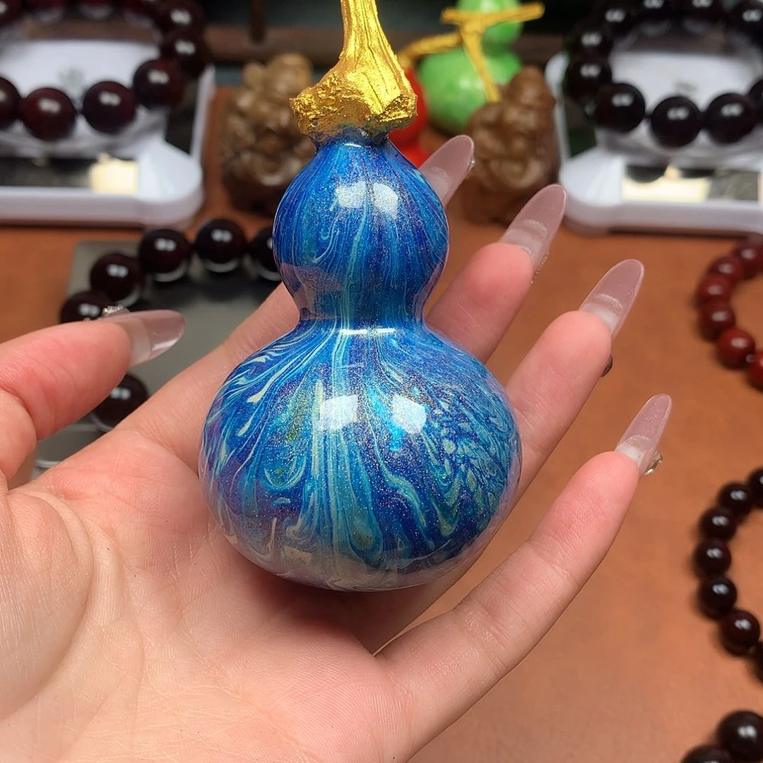 檀香紫檀（小叶紫檀）大漆葫芦蓝色