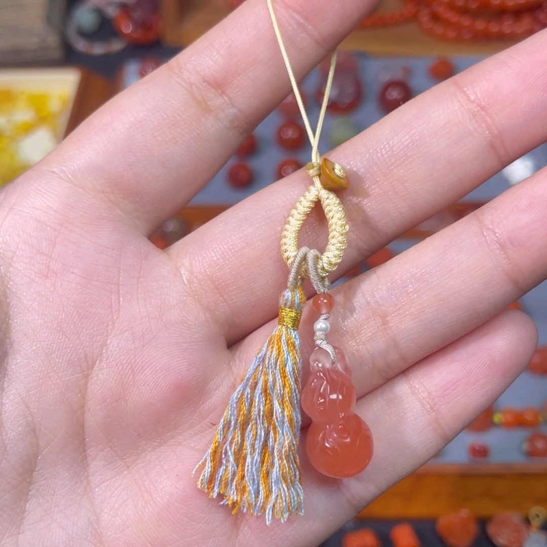 南红玛瑙未镶嵌葫芦手机挂