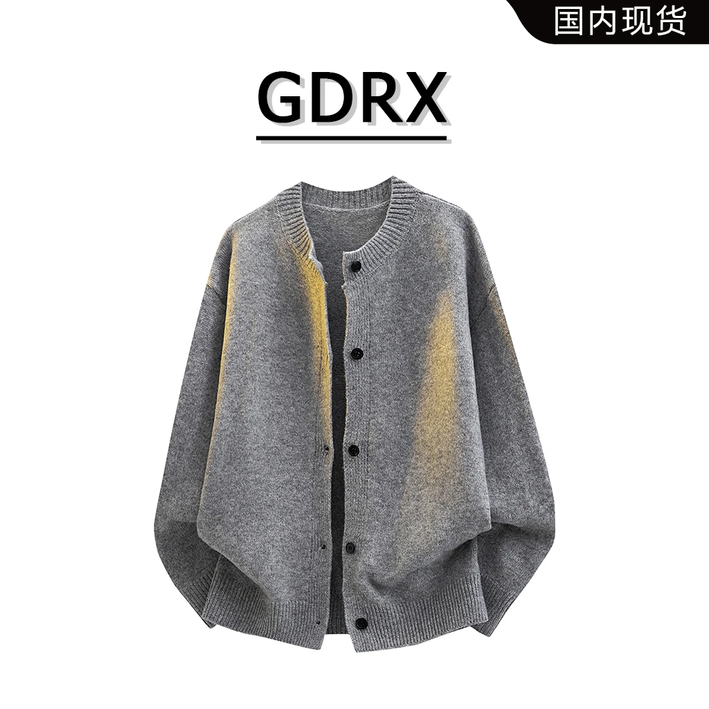 GDRX美式宽松开衫男士毛衣外套2025冬季新款高街保暖百搭休闲上衣
