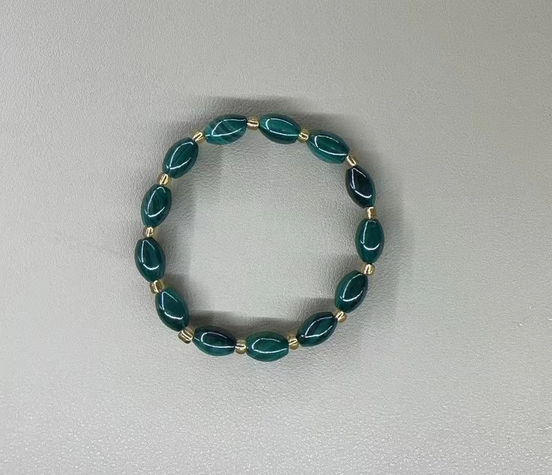 【孟总甄选】天然孔雀石高端米珠手链