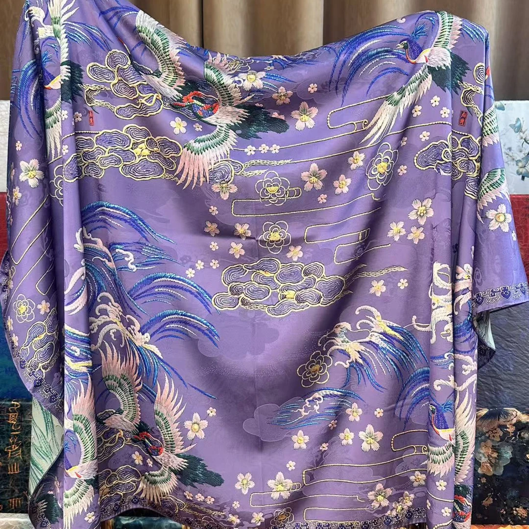 N115【紫嫣凝瑞】140*140高级感搭配衬衫领巾气质感围巾