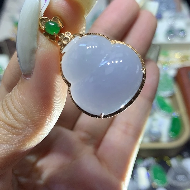 翡翠18K金镶嵌吊坠(不含链)