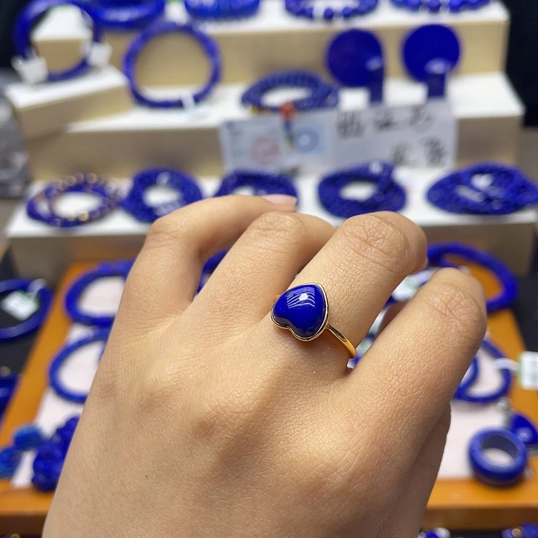 青金石戒指银S925镀金镶嵌