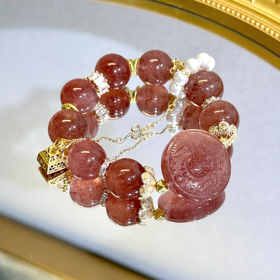 【面包与爱情】鸽血红草莓晶炸鸡拉面设计款手串多样发其一