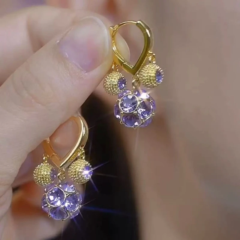 铜合金耳饰 榴莲耳坠精致时尚高级感紫色耳钉女2025双11网红新款