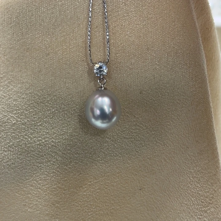 吊坠(不含链)银S925镶嵌海水珍珠9-10mm137号