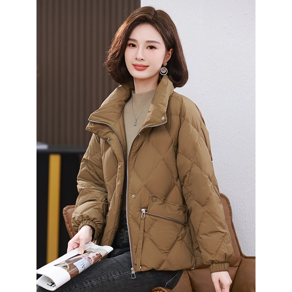 3371冬季新款女大码宽松白鸭绒羽绒服加厚保暖中年妈妈装棉袄外套