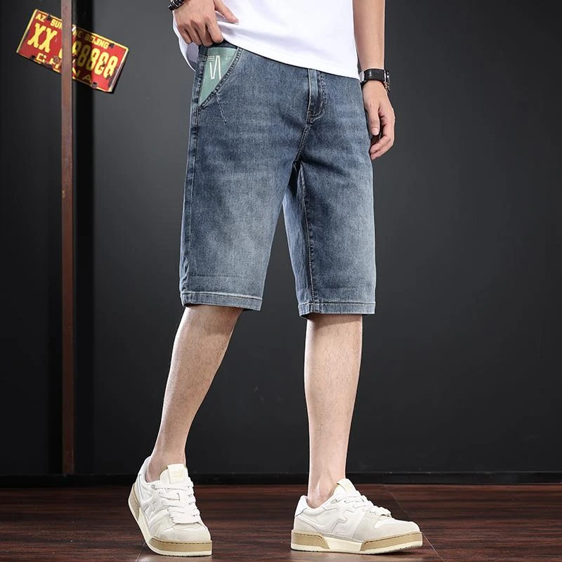 2025夏季薄款牛仔短裤男士潮牌宽松五分裤子新款高端休闲直筒中裤